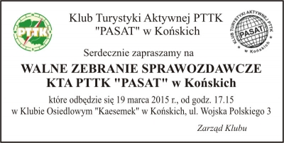 Walne Zebranie Sprawozdawcze KTA PTTK &quot;PASAT&quot;